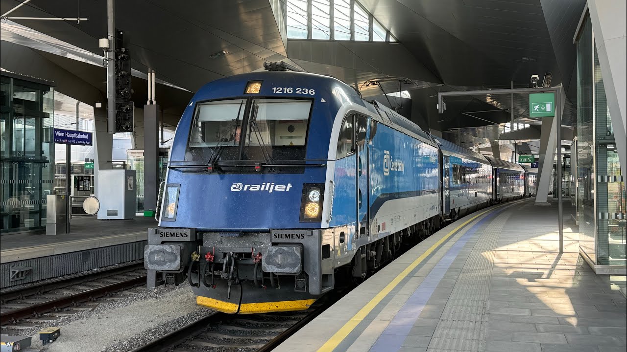 Abfahrt ČD RJ 71 &ldquo;Vindobona&rdquo; & Einfahrt &Ouml;BB RJ 72 &ldquo;Vindobona&rdquo; in Wien Hbf (06.06.2025, 4K HDR)