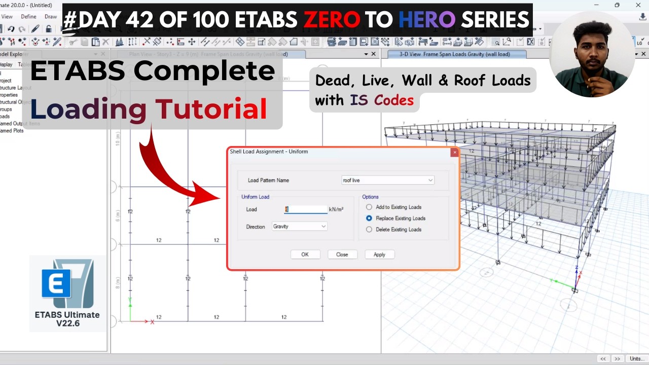 ETABS Complete Loading Tutorial | Assign Dead, Live, Wall & Roof Loads Step-by-Step with IS Codes