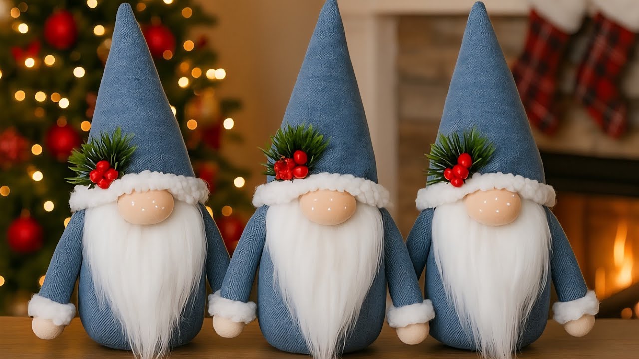 Com retalhos de jeans Faço 20 por dia e vendo todos gnomo natalino#façavocêmesmo #natal #artesanato 