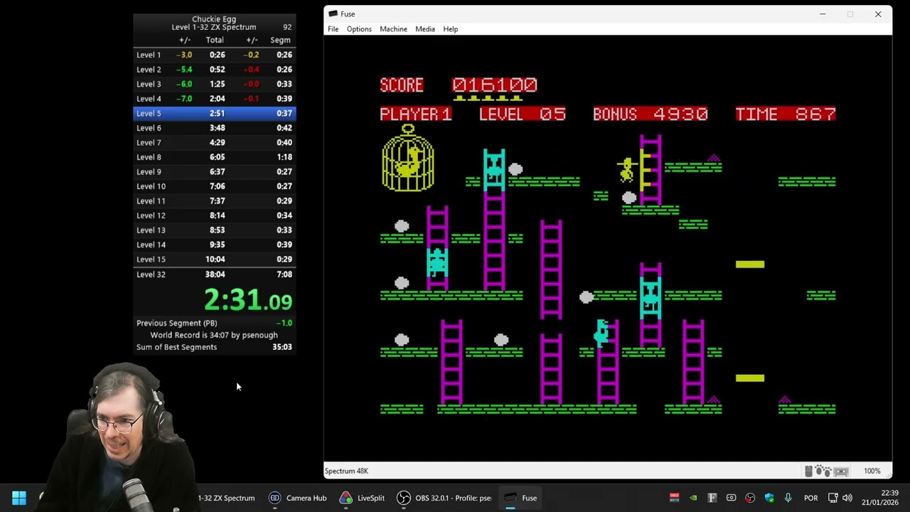 Спидран [новый мировой рекорд 33:45] Яйцо Чакки, уровни 1-32, ZX Spectrum