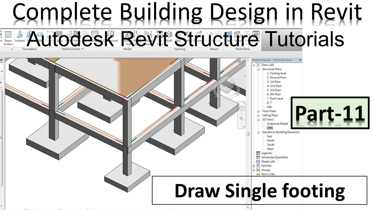 Autodesk Revit Structure Tutorials | How to draw Structural isolated footing in Revit | Lec-11