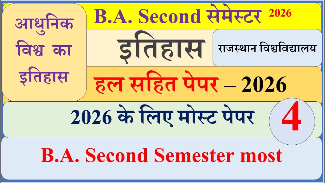BA 2nd semester History model paper 2026 | BA 2nd semester History classes | BA 1st year exam 2026
