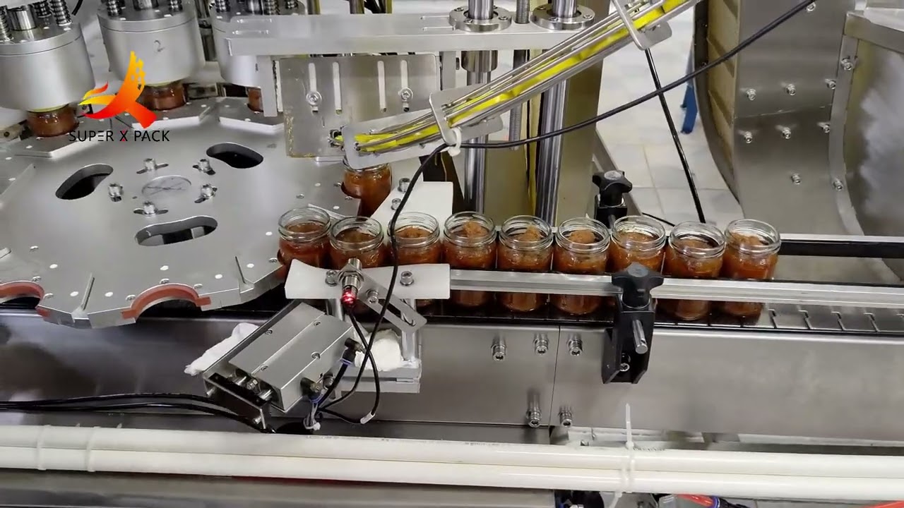 Chili Sauce Glass Jar Packing Machine Line | Multi Heads Filling Machine | Vacuum Capping Machine |