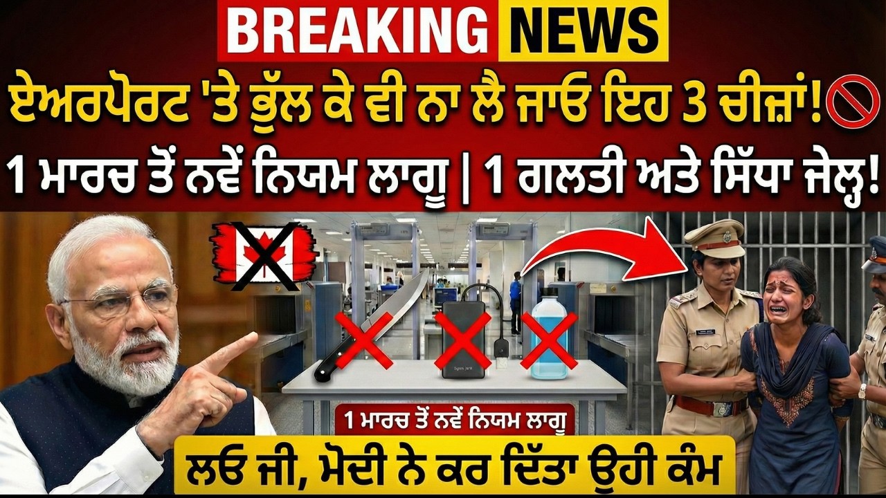 ✈️ 1 ਮਾਰਚ ਤੋਂ ਏਅਰਪੋਰਟ ਦੇ ਨਵੇਂ ਨਿਯਮ ਲਾਗੂ! ਇਹ 3 ਚੀਜ਼ਾਂ ਲੈ ਗਏ ਤਾਂ ਰੋਕ ਲਿਆ ਜਾਵੇਗਾ | Travel Update 2026