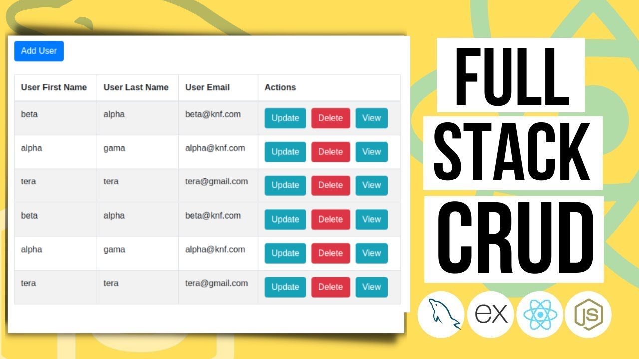 Build a Full-Stack CRUD App Using React, Node, MySQL for Beginners
