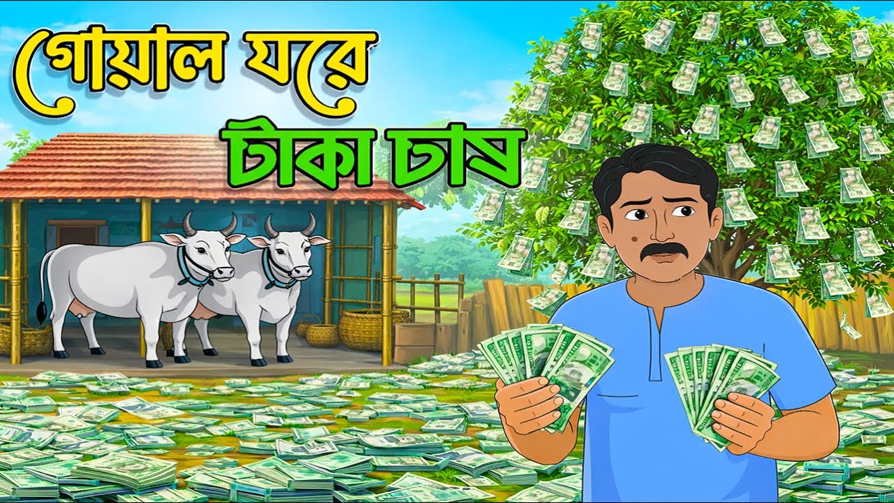গোয়াল ঘরে টাকা চাষ | Bengali Folk Tale | Moral Story in Bangla | Moral Cartoon Golpo