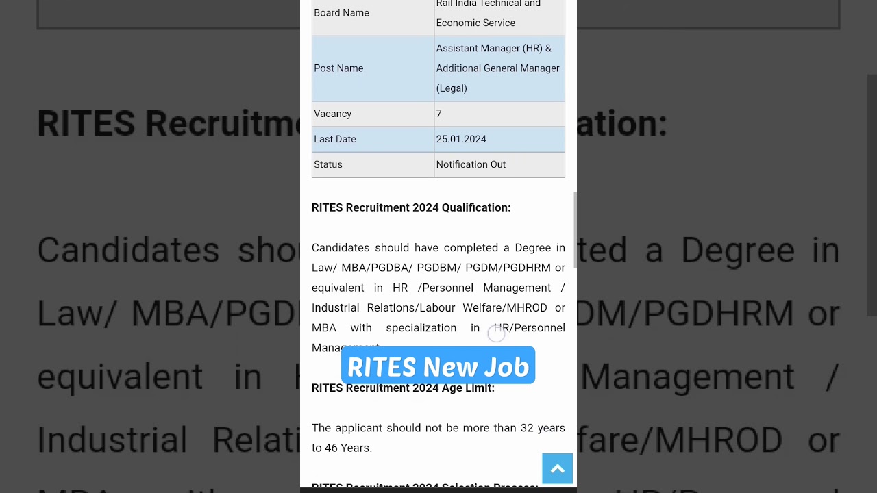 RITES assistant manager general manager online form 2024 rites vacancy new job degree diploma