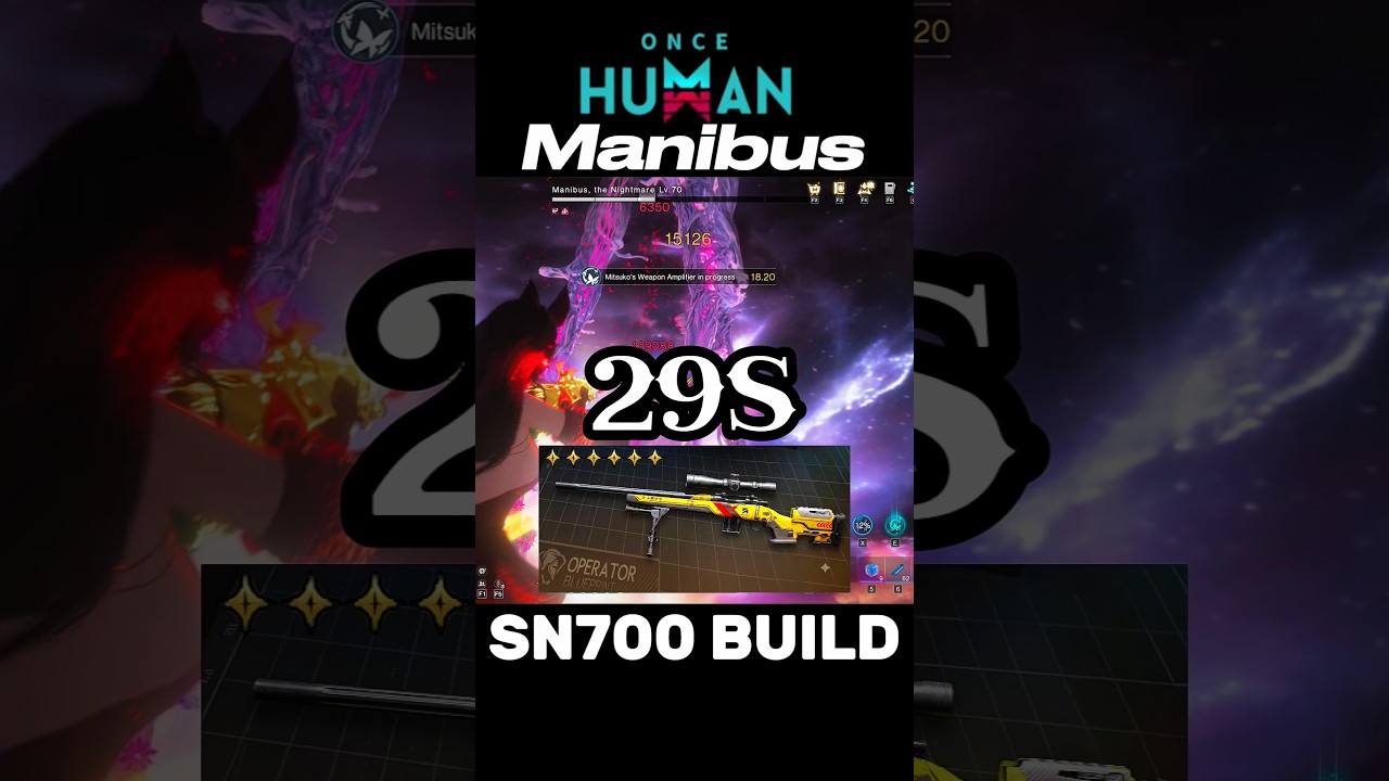 FASTEST CLEAR TOP 1 WEAPON SN700 MANIBUS IN 29S - ONCE HUMAN console date confirm