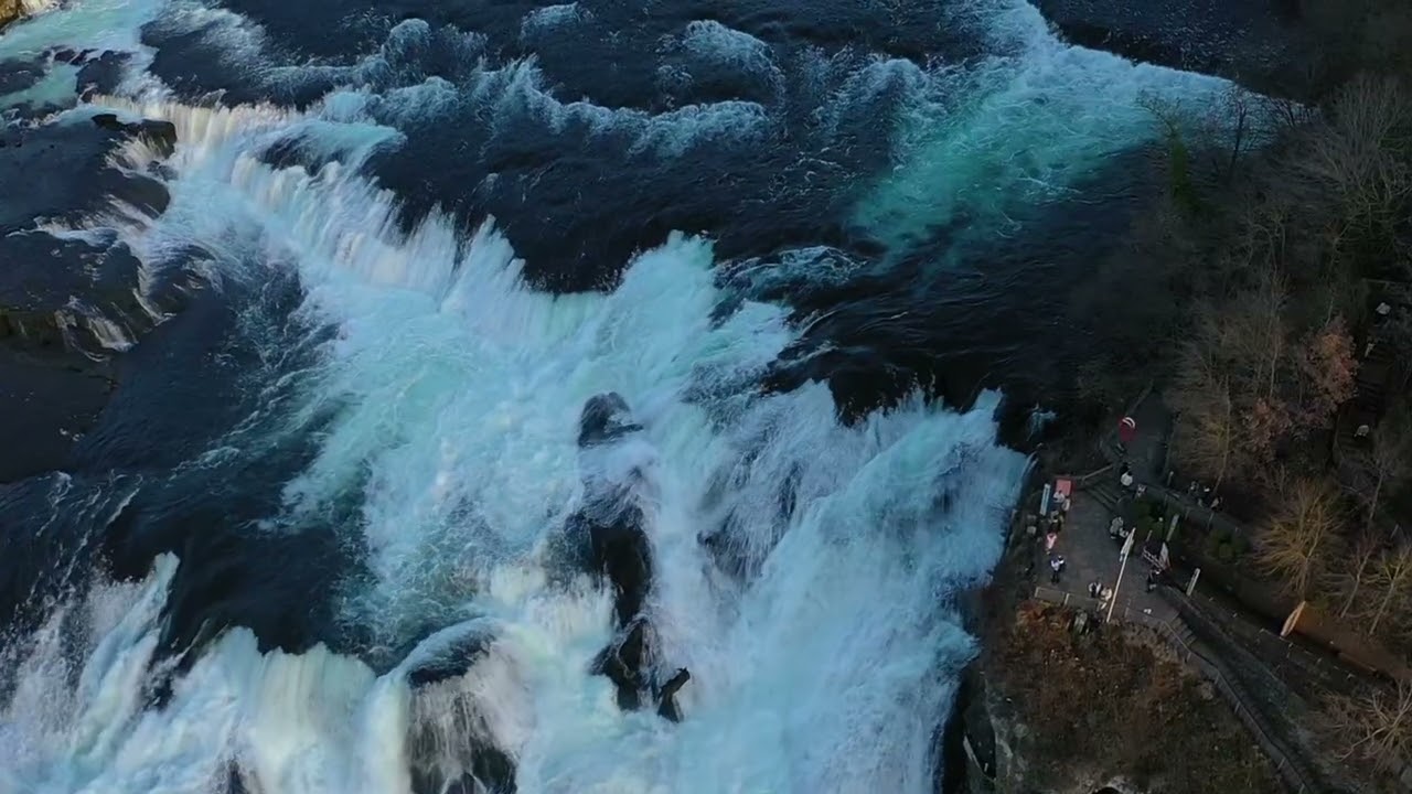 Rhine Falls aerial views in Switzerland