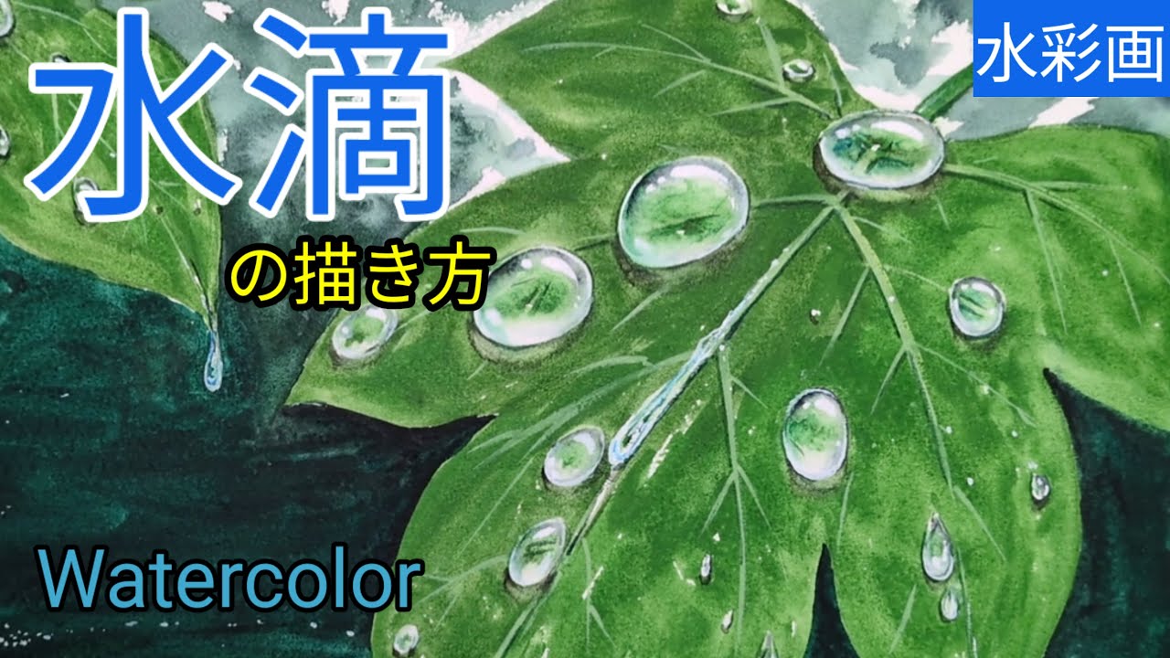 【水彩画】/透明水彩で【葉の水滴】の描き方/初心者のための水彩画