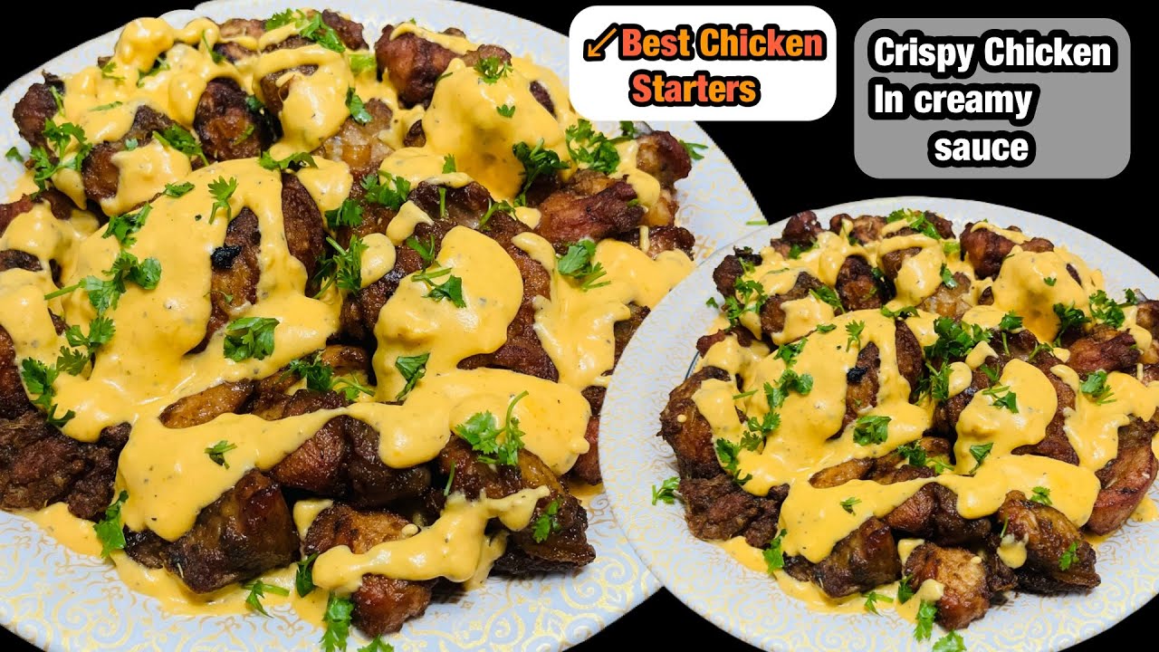Best Unique Chicken Starter Recipe | Crispy Chicken in Creamy Sauce Recipe | Zahira Kitchen 