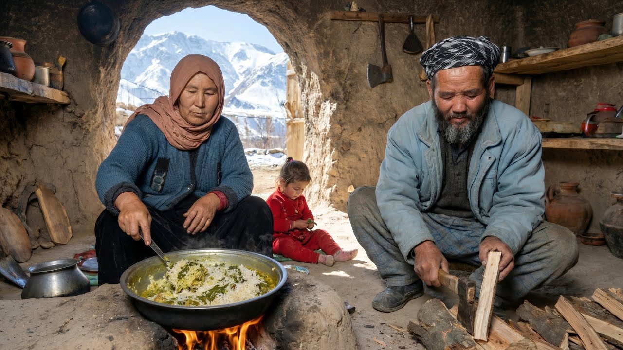 Cooking Rice in Extreme Cold | Off-Grid Survival Food with Cilantro