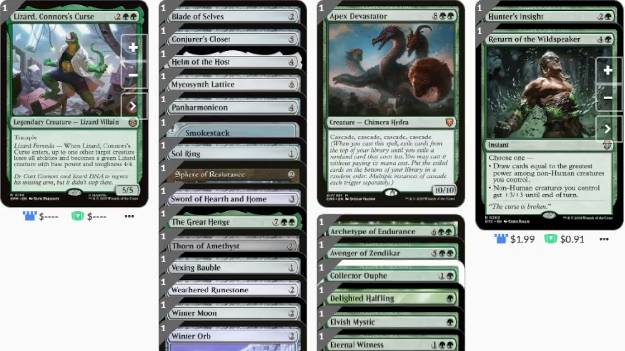Lizard, Connor's Curse MTG Spider-Man Commander Deck Profile