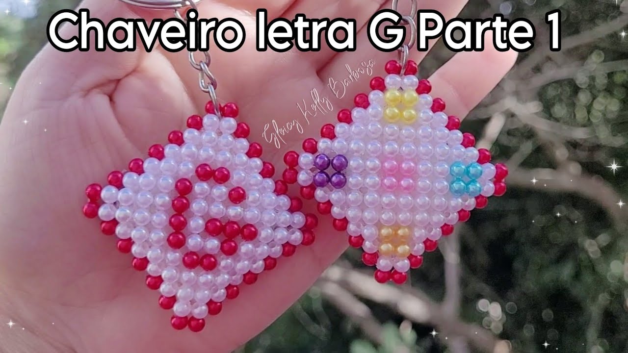 Chaveiro letra G de pérolas - Almofadinha de pérolas parte 1 - Aula para iniciantes