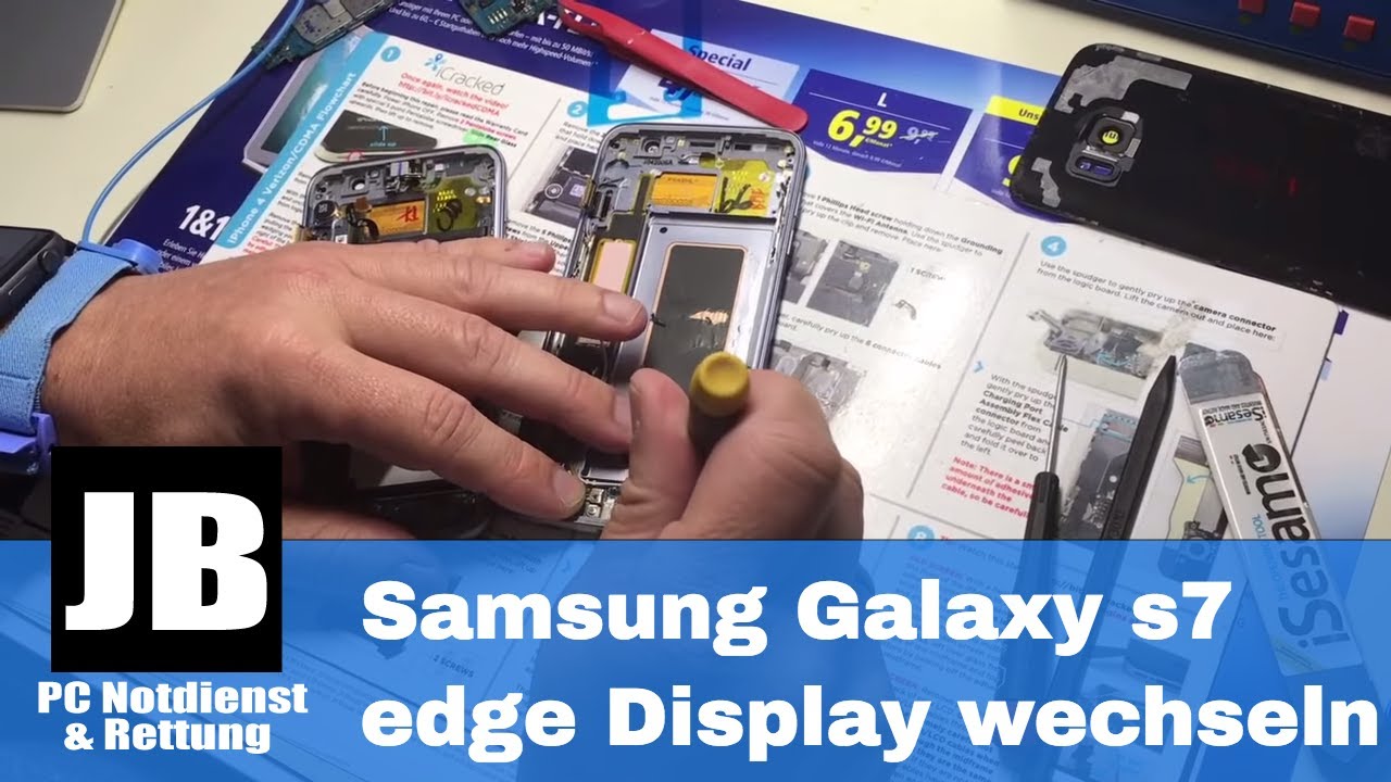 Samsung Galaxy s7 edge Display wechseln / tauschen deutsch