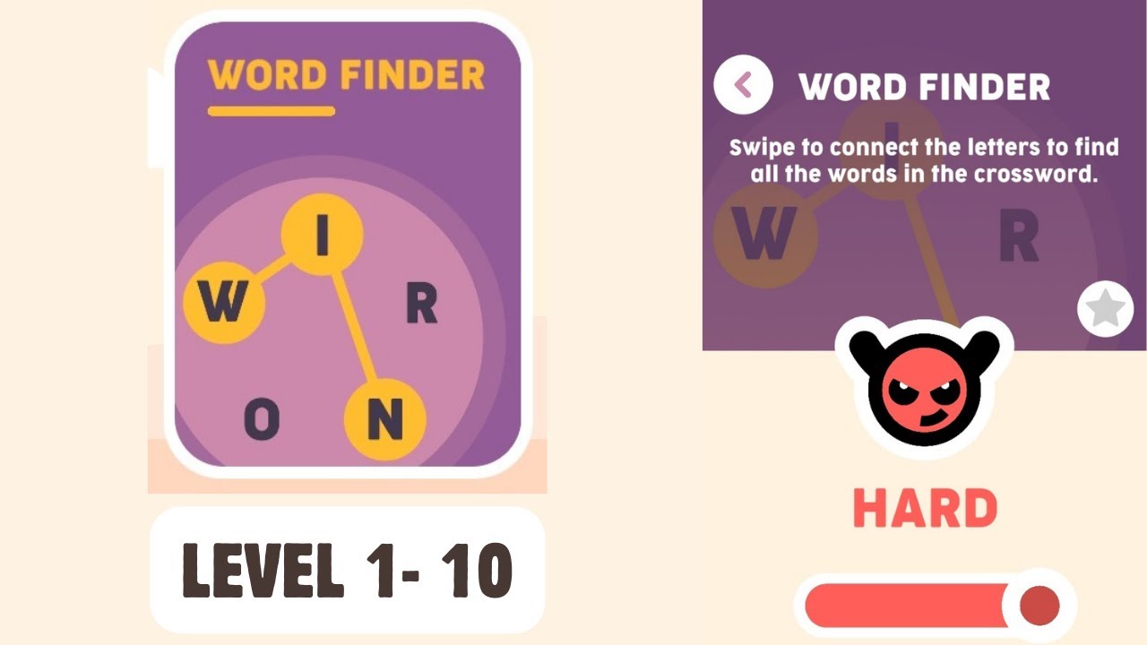 Word Finder - Offline Games | Hard Level 1-10 Walkthrough