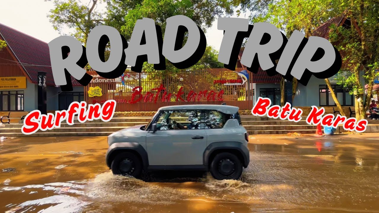 MOBIL LISTRIK VF3 road trip surfing ke Batu Karas