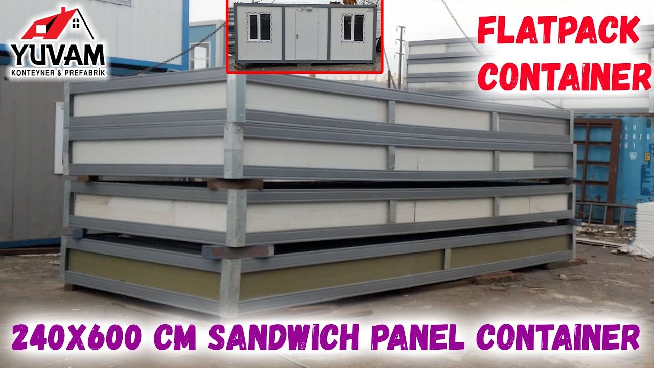 240x600cm Yuvam Sandwich Panel Flat Pack Demountable Container