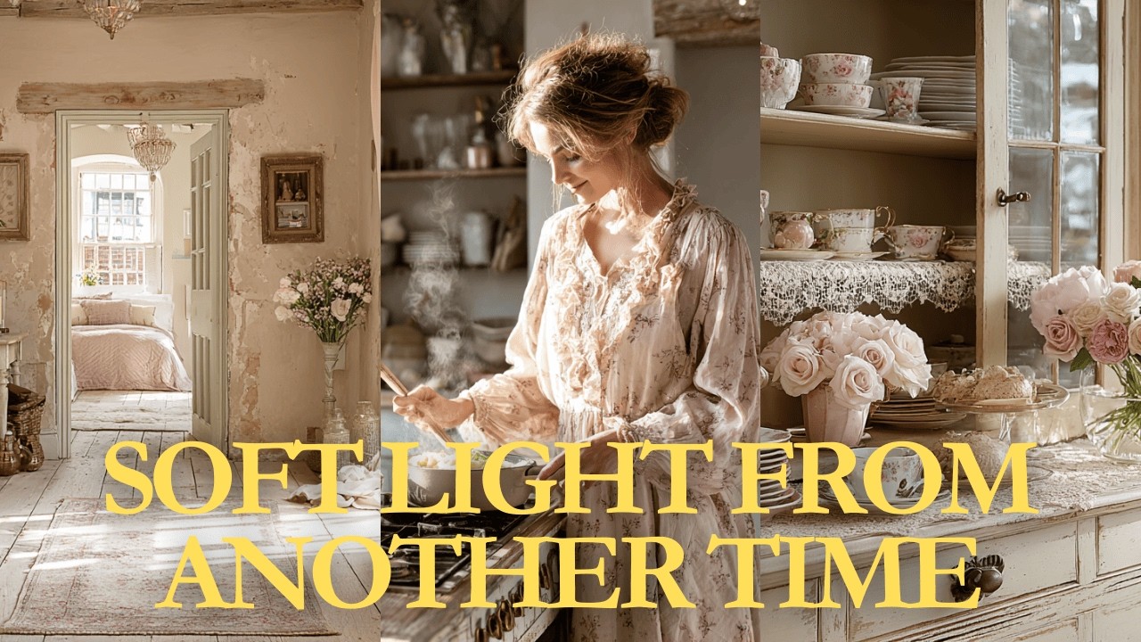 Romantic Shabby Chic English Country Vintage Rose & Creamy Sunlight | Cottage Home of Love and Lace