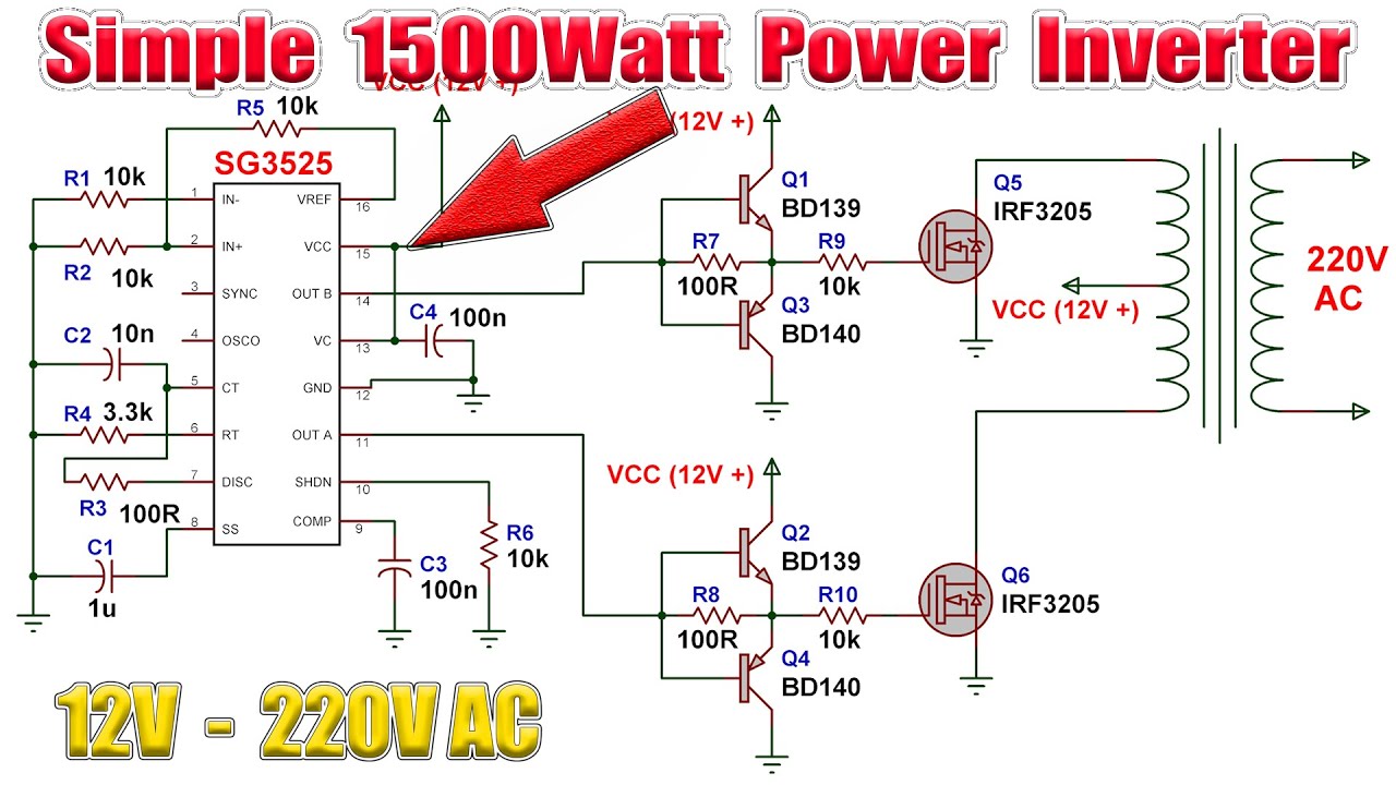 How To Make a Powerful 1500Watt Power Inverter 12V to 220V DC to AC