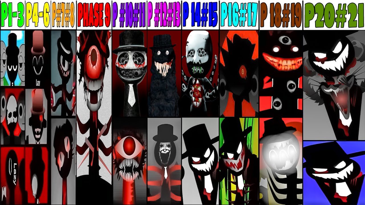 Incredibox Sprunki Mix: Phase 1-3  VS Phase 4-6 VS Phase 7-9 VS Phase 10-12 VS Phase 13-21