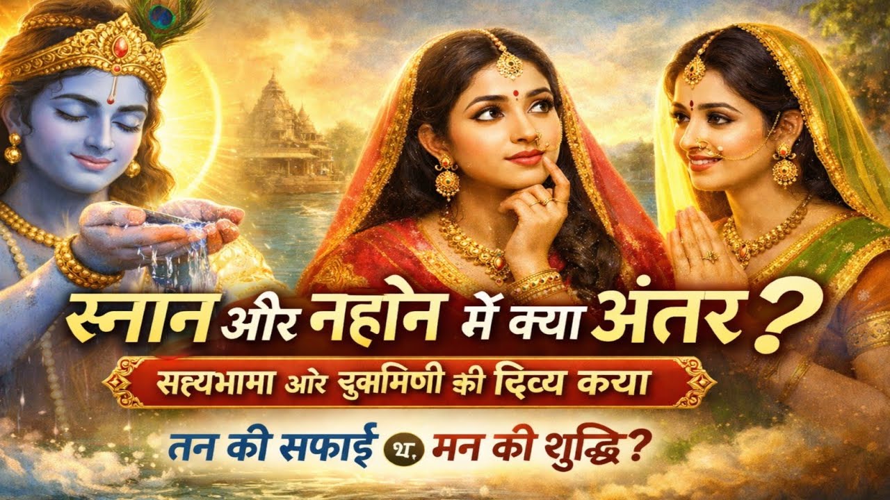 स्नान और नहाने में क्या अंतर है?|सत्यभामा और रुक्मिणी की दिव्य कथा |जीवन बदलने वाला आध्यात्मिक रहस्य