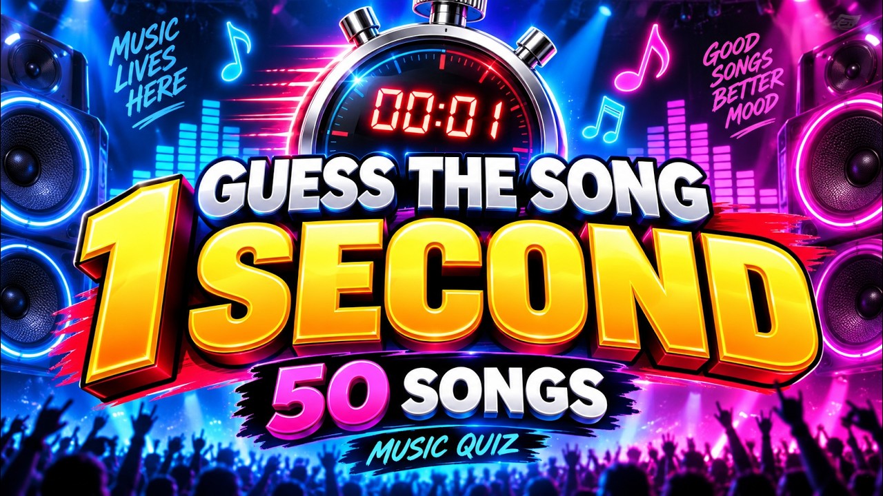 Guess The Song In 1 Second! 🎵 50 Songs Music Quiz