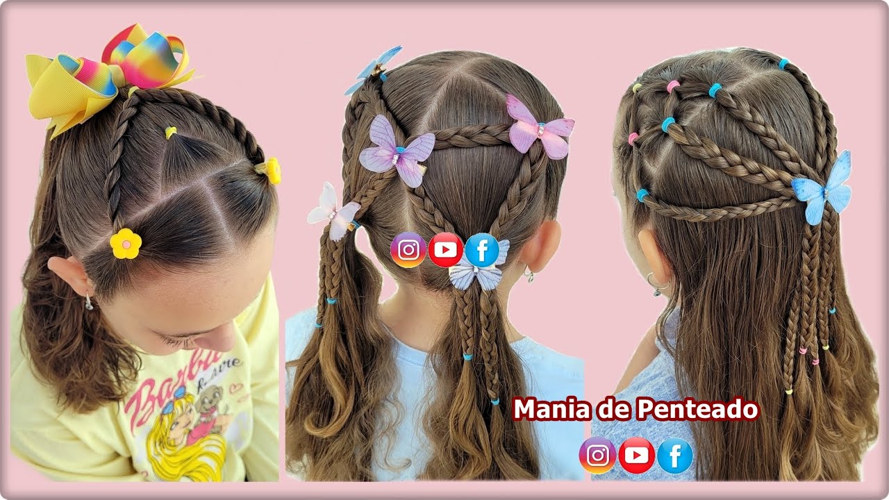 Penteados Fáceis com Elásticos para Meninas | Easy Hairstyles with Rubber Bands for Girls 💖🥰