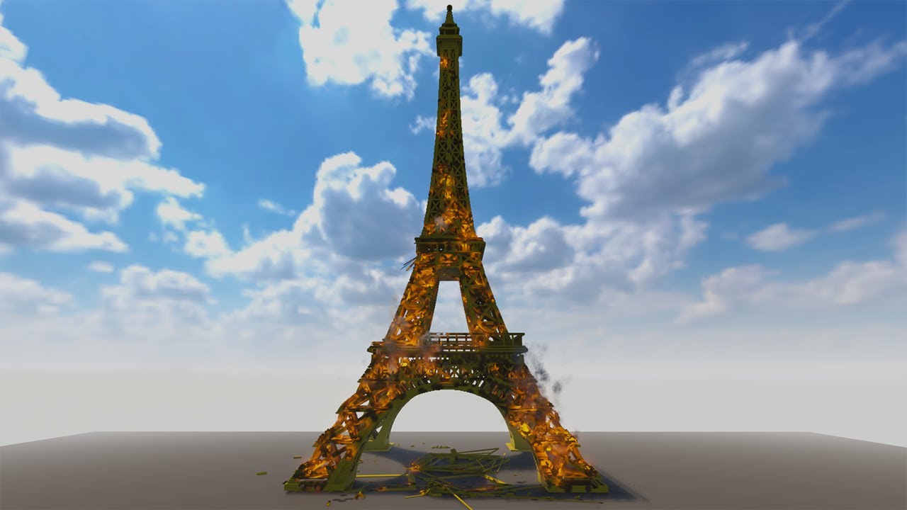Wooden Eiffel Tower - Teardown Fire Physics