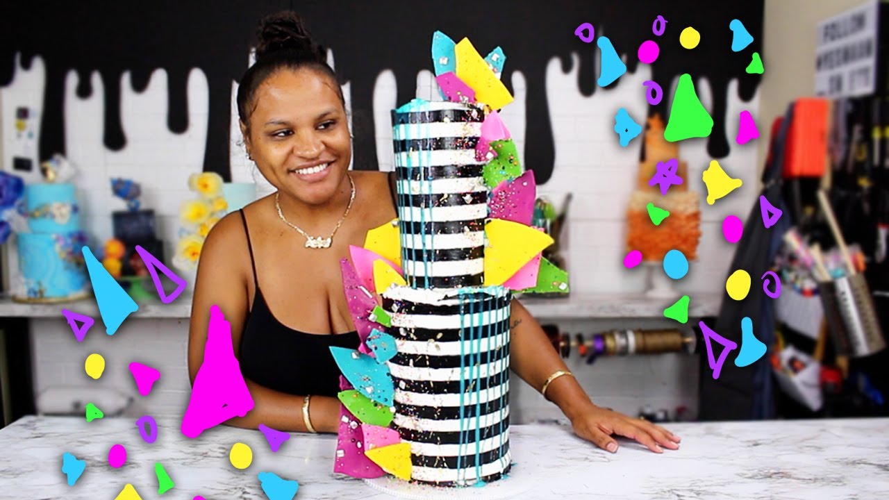 COLORFUL BLACK & WHITE STRIPE CAKE | JALENA SIMPSON TUTORIAL