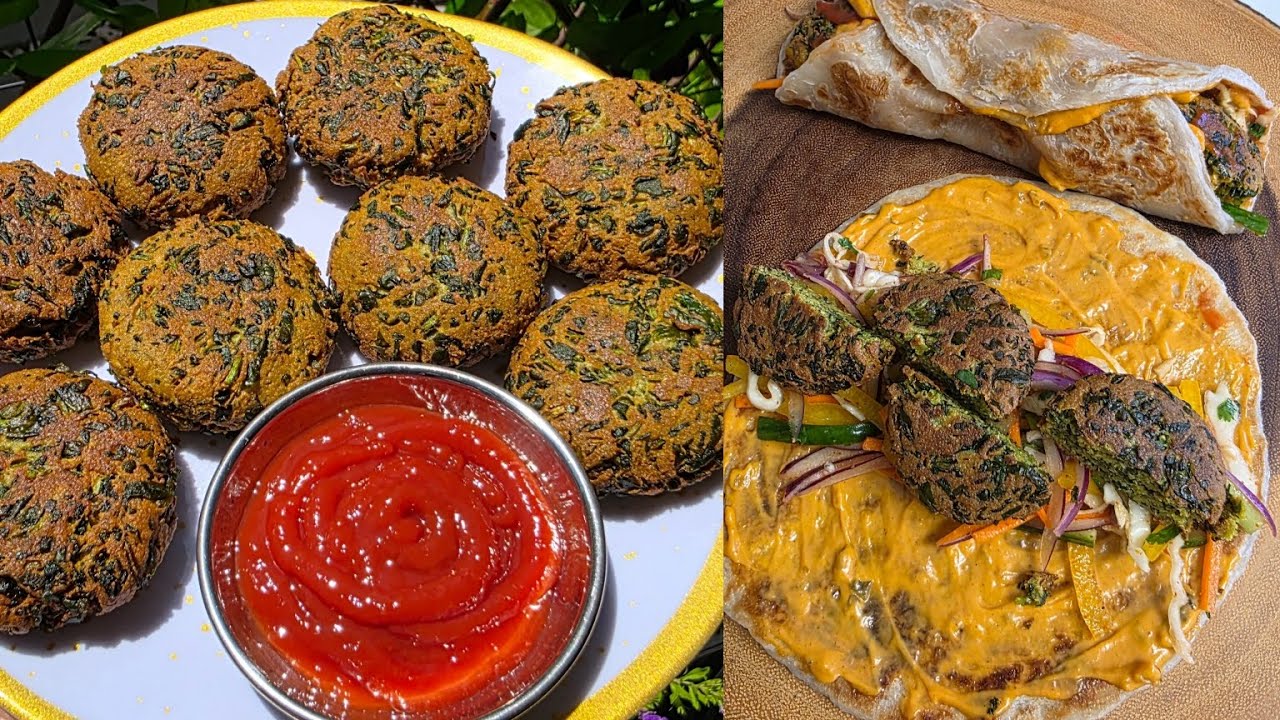 Palak Paneer Tikki and Roll / healthy recipes how to make veg Tikki 