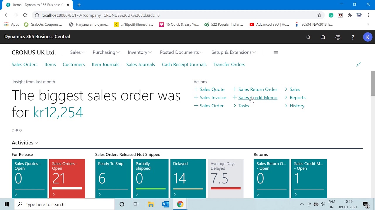 Exact cost reversing Function in Sales & Receivable Setup | Dynamics 365 Business Central