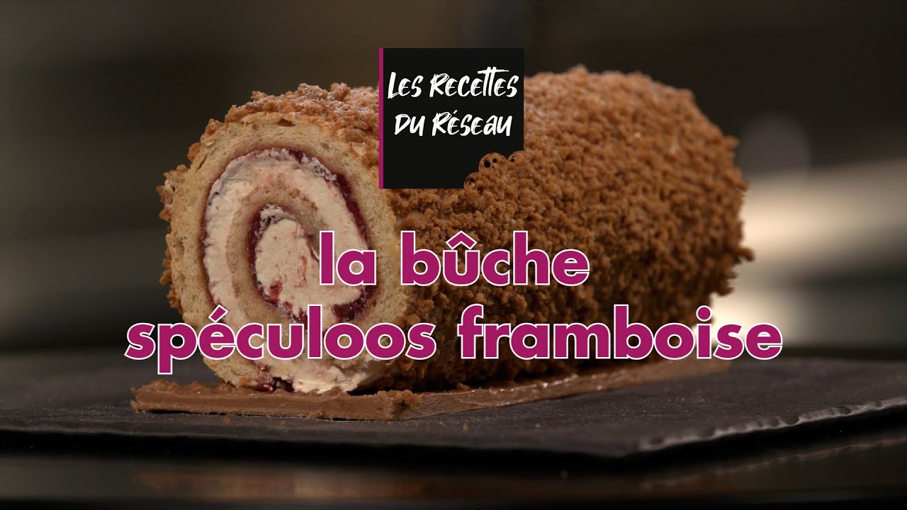 La bûche roulée spéculoos framboise de Christophe Paul