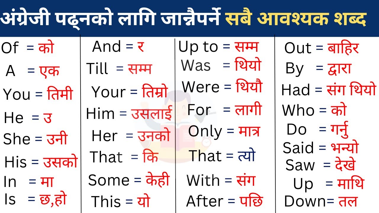Most Common English Words with Nepali Meaning | Word Meaning | English Speaking Practice