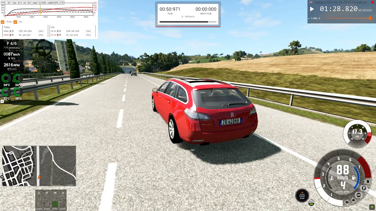 BeamNG drive 2021 05 29  Peugeot 508 SW 1.6(M) (hit and run chase)
