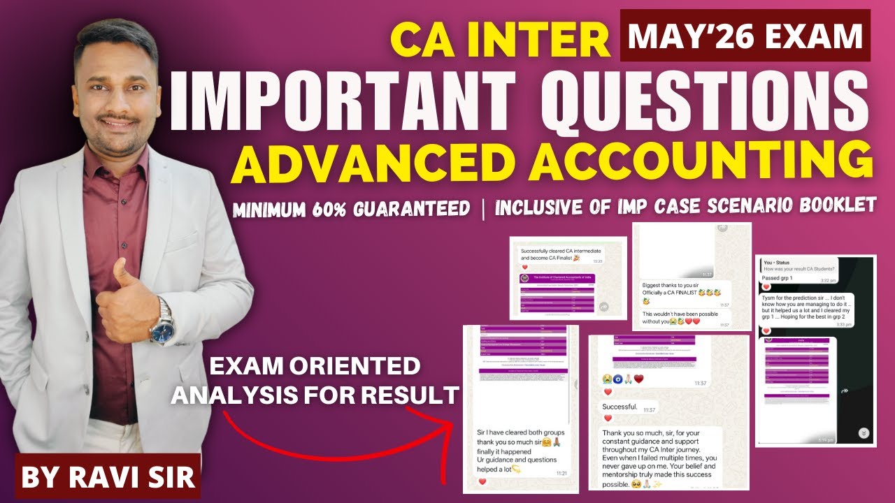 Advanced Accounting Important Questions | MAY'26 EXAM |  CA Inter Group:1 | Min.60% Guaranteed [NEW]