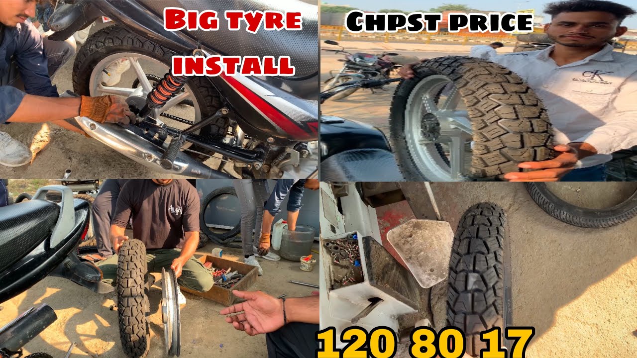 Ct100 modifications Big Tyre install 🛞Tyre size 120 80 17 😱😱😱