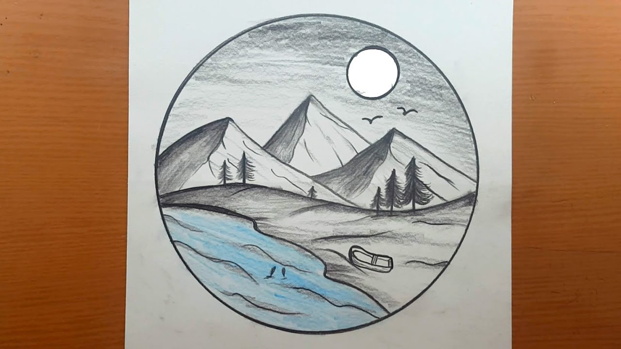 Paisagens de desenho a lápis fáceis - Desenhos a lápis fáceis passo a passo | how to draw landscape