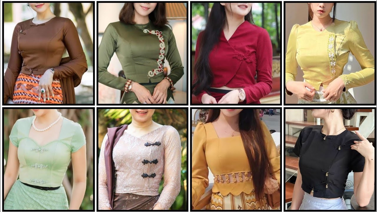 Casual Myanmar dress design | hrang hrang thar ber ber te mizo Myanmar dress