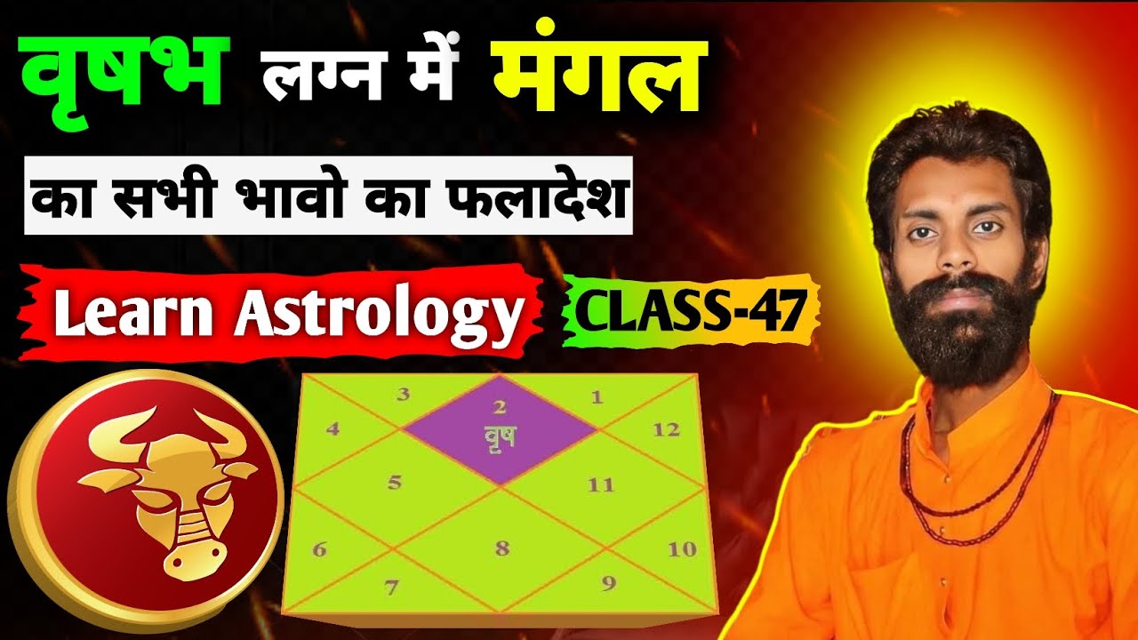 ज्योतिष सीखिए  Class - 47 || वृषभ ♉️  लग्न में मंगल ग्रह का फलादेश सभी राशियों पर | Learn Astrology