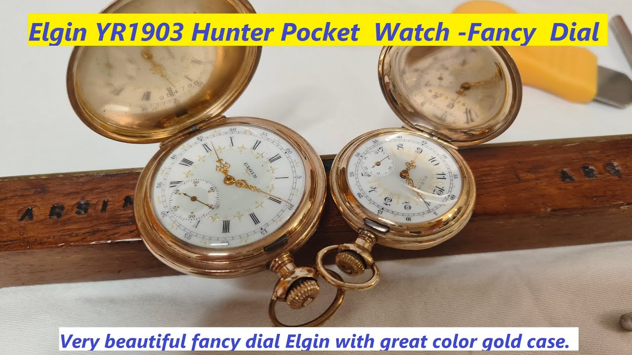 Year 1903 Antque Running Hunting Pocket Watch (Gold Plated) _ Affordable Antique Pocket Watch.