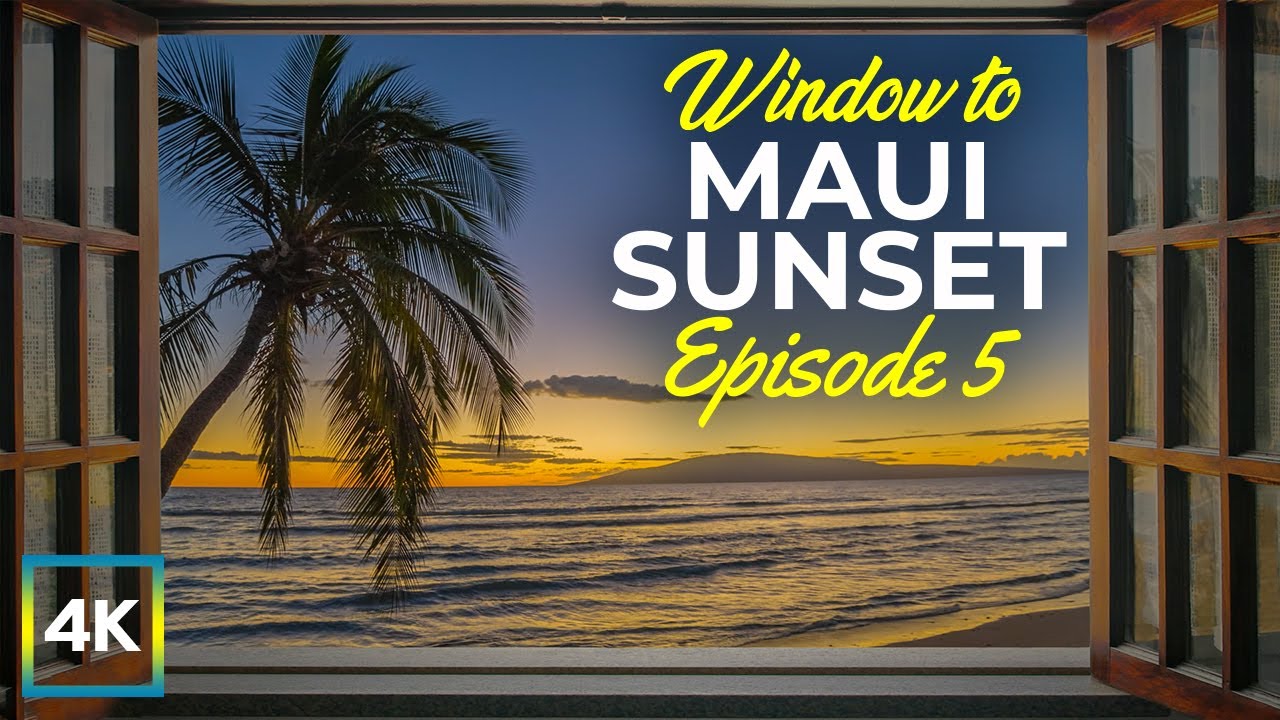 8 HRS Relaxing Window View to Maui Beach - 4K Sunset in Hawaii & Ocean Waves for Deep Sleep - #5