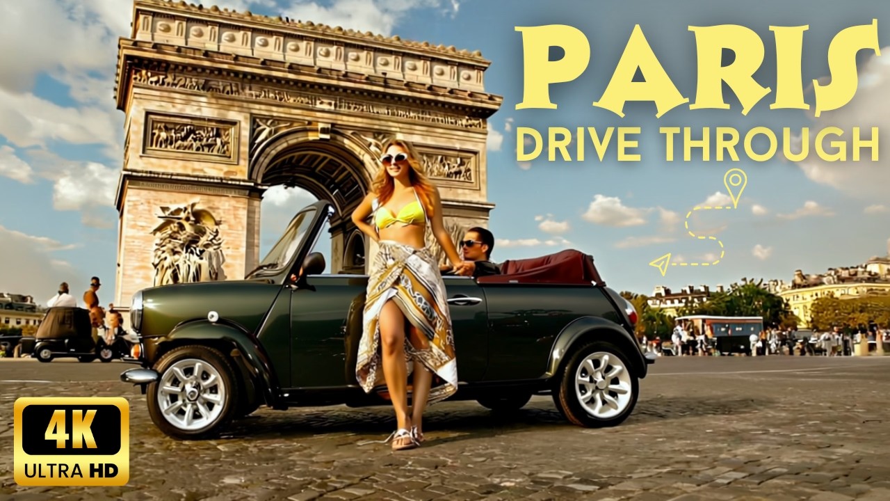 🇫🇷 Drive Through Paris 4K HDR - Iconic Landmarks Car Tour with French Music & Live GPS