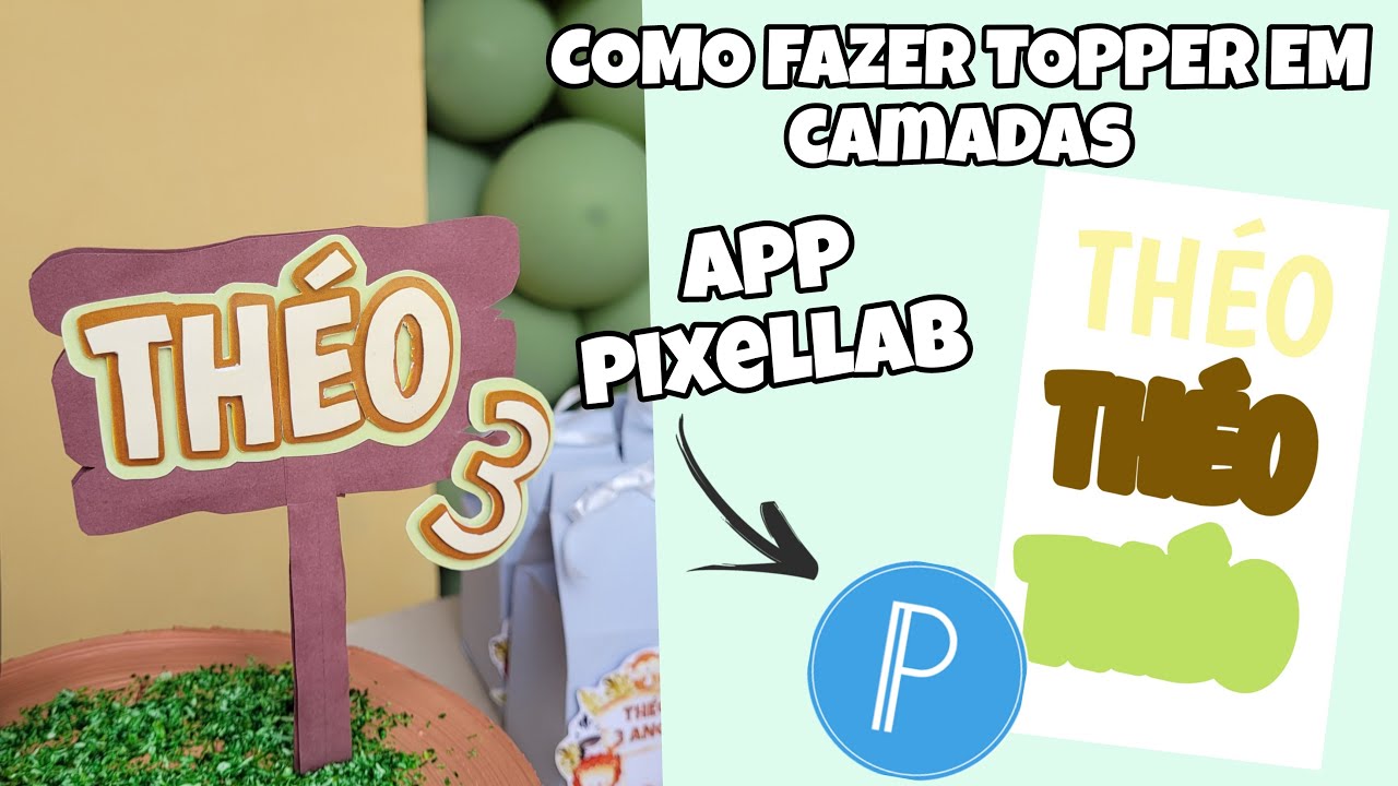 COMO FAZER NOME EM CAMADAS PELO PIXELLAB | TOPPER DE BOLO | NOME 3D PIXELLAB