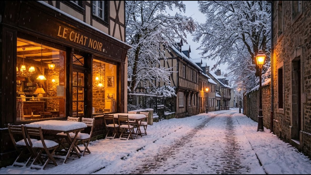 Gentle Morning Jazz at a Quiet Snowy Coffee Shop Street ❄️ Warm Winter Jazz for a Peaceful Moments01