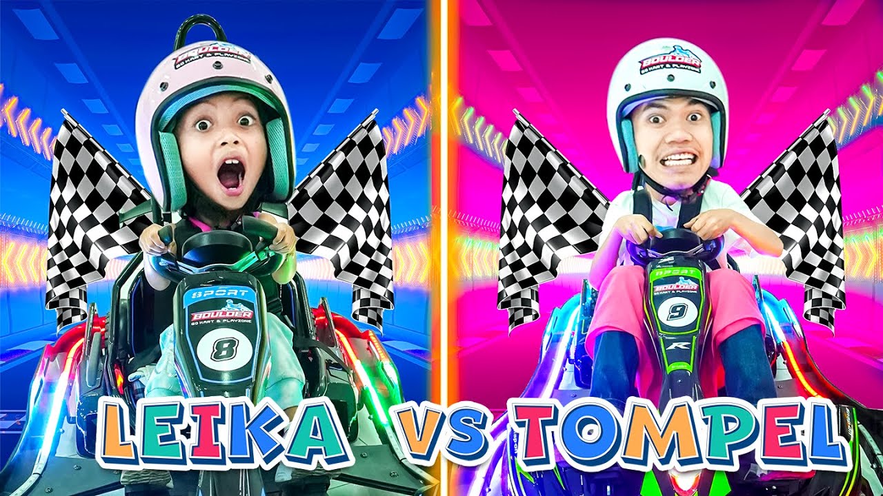 LEIKA & TOMPEL BALAPAN NAIK GOKART MOBIL MINI 😱 LIBURAN SERU BARENG MR GONDRONG & PAKDHE WEKO