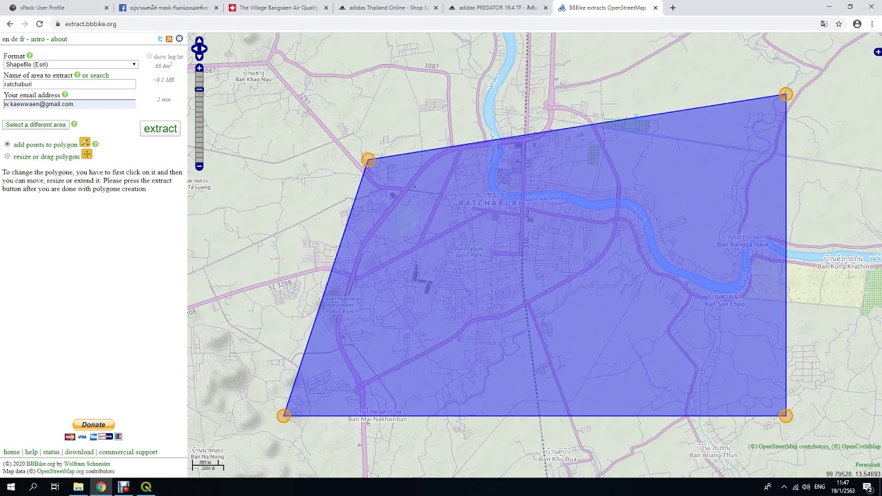 Step to extract vector data from Web Map Service : bbbike ( 