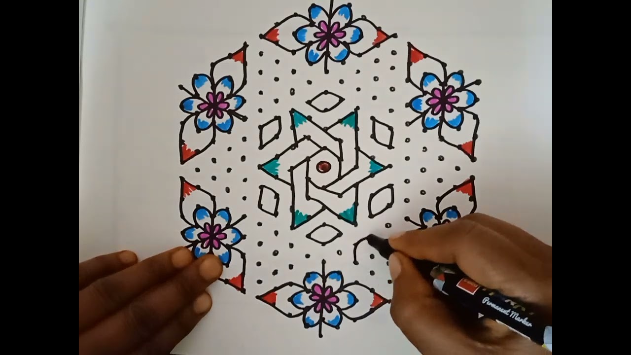 19*10🌺dots🌺dheepavali 🌺rangoli🌺manju 🌺rangoli 🌺channel🌺🔯🌺