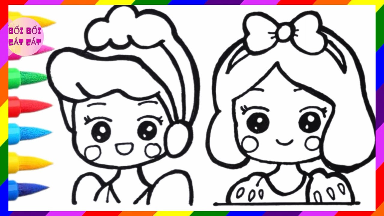 Disney Princess, Drawing Princess Snow White, Drawing Princess Cinderella, Painting for Kids