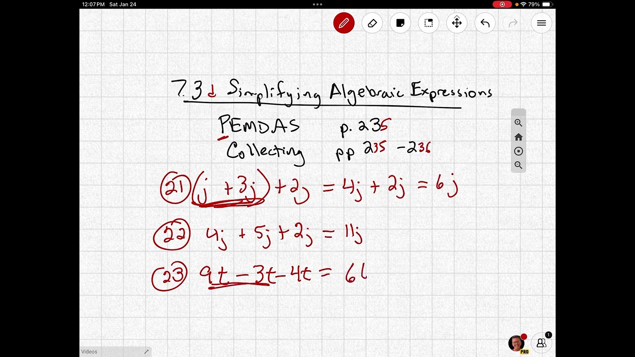 7.3d Simplifying Algebraic Expressions pp 235-236